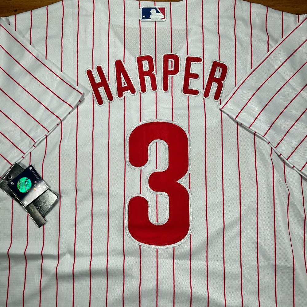 Bryce Harper #3 Philadelphia Phillies White Stitched Jersey Men's Sizes - Picture 7 of 7